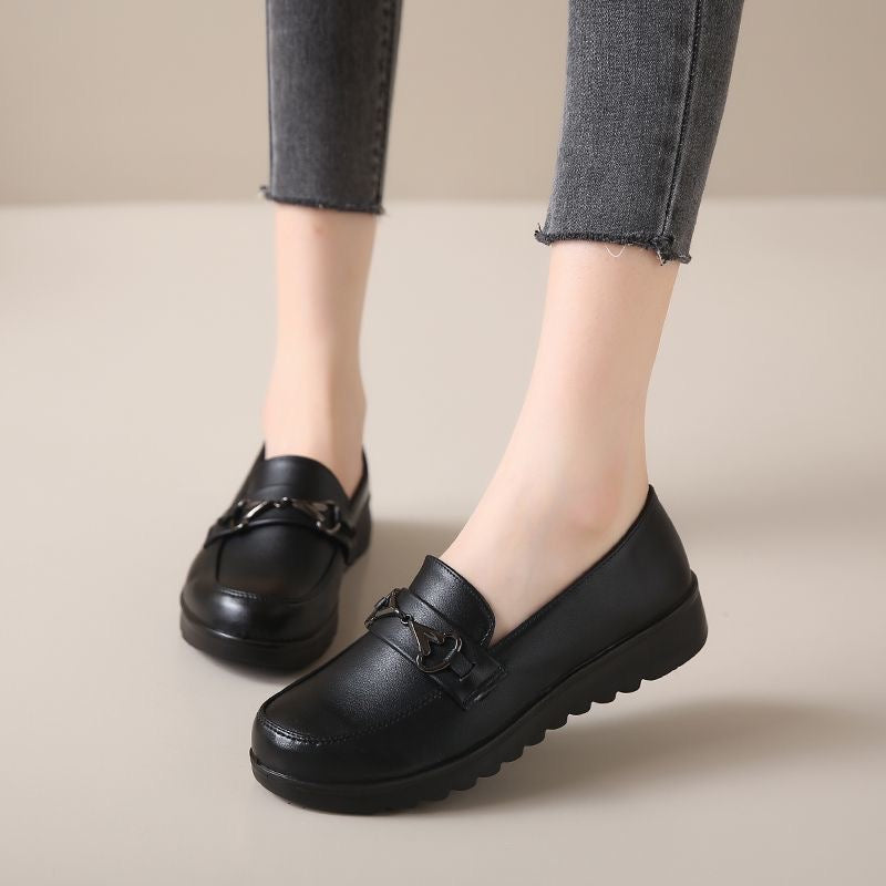 Zapatos antideslizantes de suela blanda de cuero genuino