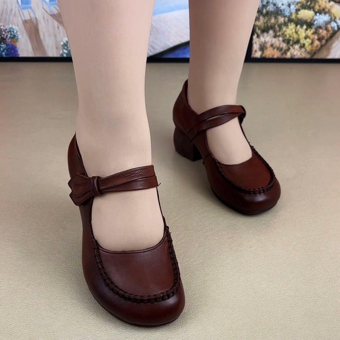 Zapatos casuales de cuero con suela de goma