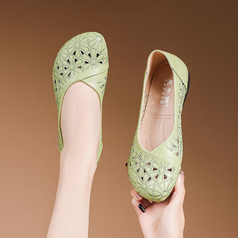 Zapatos casuales planos de piel calados