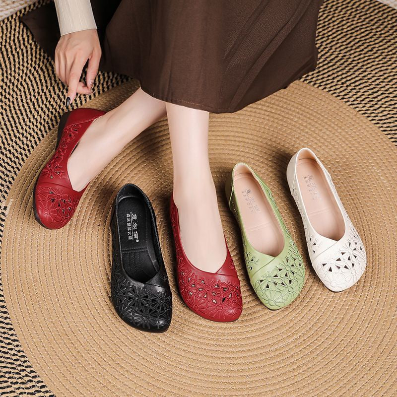 Zapatos casuales planos de piel calados