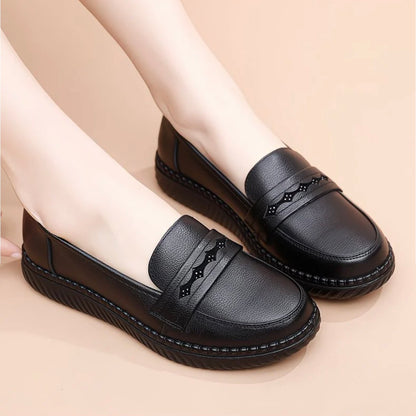 Zapatos de mujer de suela blanda de piel auténtica