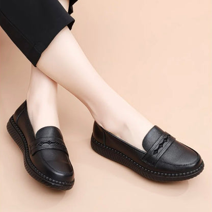 Zapatos de mujer de suela blanda de piel auténtica