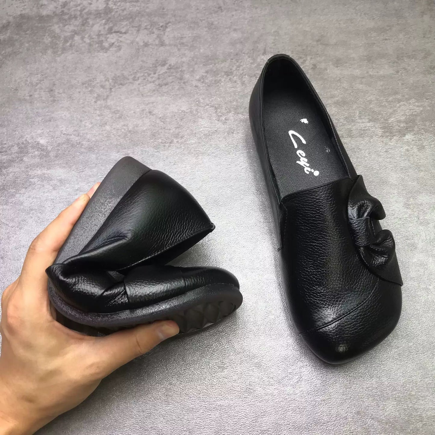 Zapatos de punta redonda antideslizantes con suela de goma