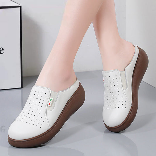 Zapatillas de cuero de suela gruesa