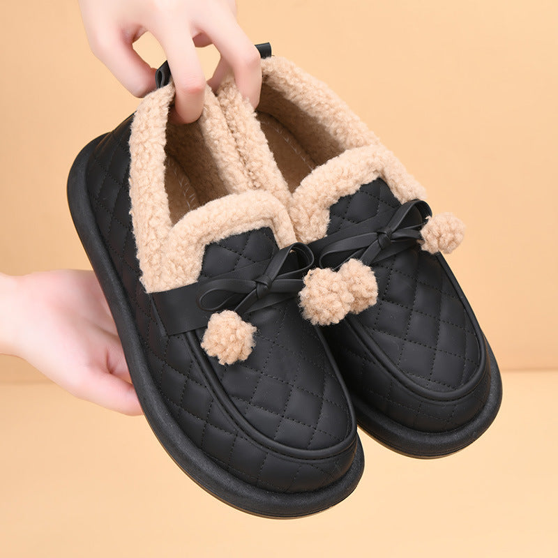 Zapatos de algodón cálidos antideslizantes de vellón grueso