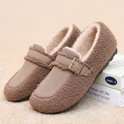 Zapatos cálidos de suela plana con forro polar