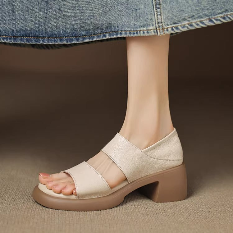 Sandalias de suela blanda de piel auténtica