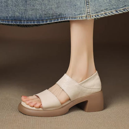 Sandalias de suela blanda de piel auténtica