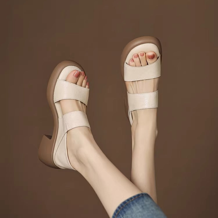 Sandalias de suela blanda de piel auténtica