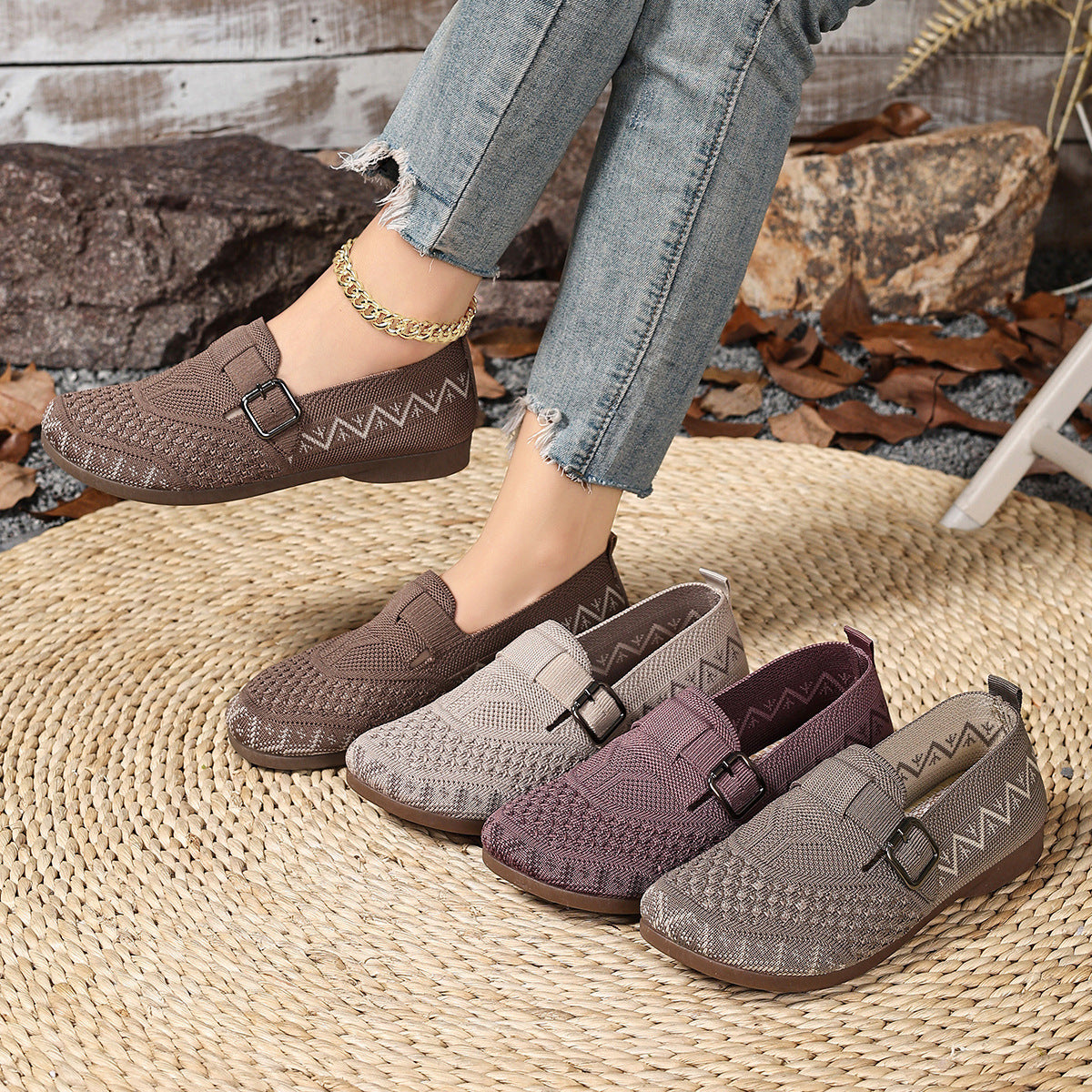 Zapatos casuales de malla sin cordones