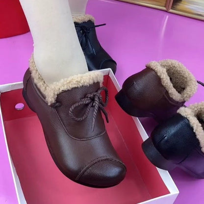 Zapatos de cuero grueso y cálido