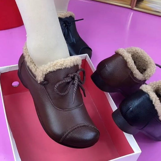 Zapatos de cuero grueso y cálido