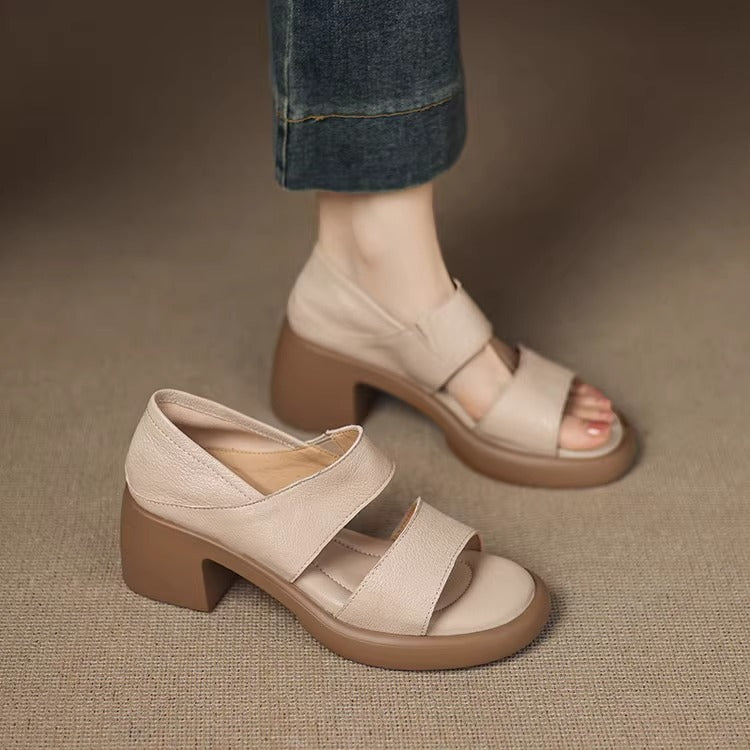 Sandalias de suela blanda de piel auténtica
