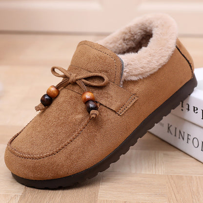 Zapatos de algodón con forro polar y sin cordones