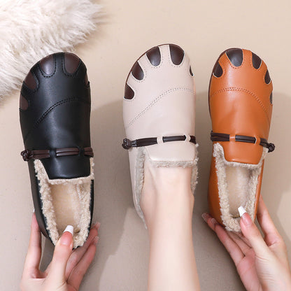 Zapatos retro de piel forrados con vellón