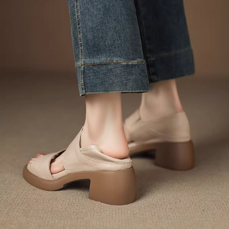 Sandalias de suela blanda de piel auténtica