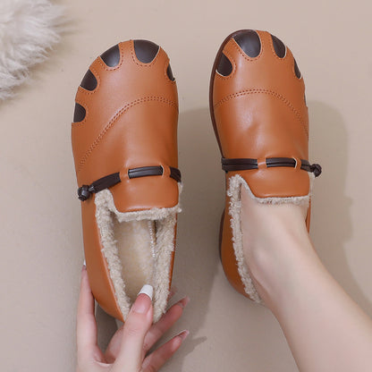 Zapatos retro de piel forrados con vellón