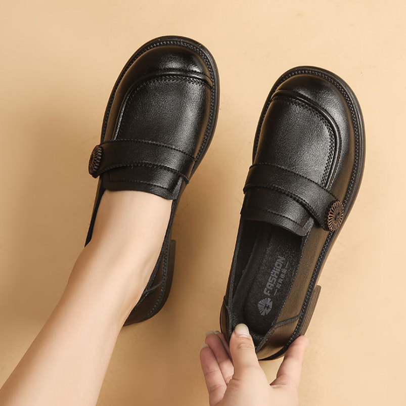 Zapatos planos de suela blanda de cuero genuino